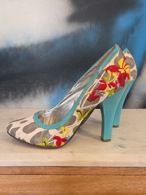 naughty monkey Turquoise Floral Embroidered High Heels